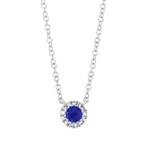 0.04ct Diamond & 0.14ct Blue Sapphire 14k White Gold Diamond Pendant